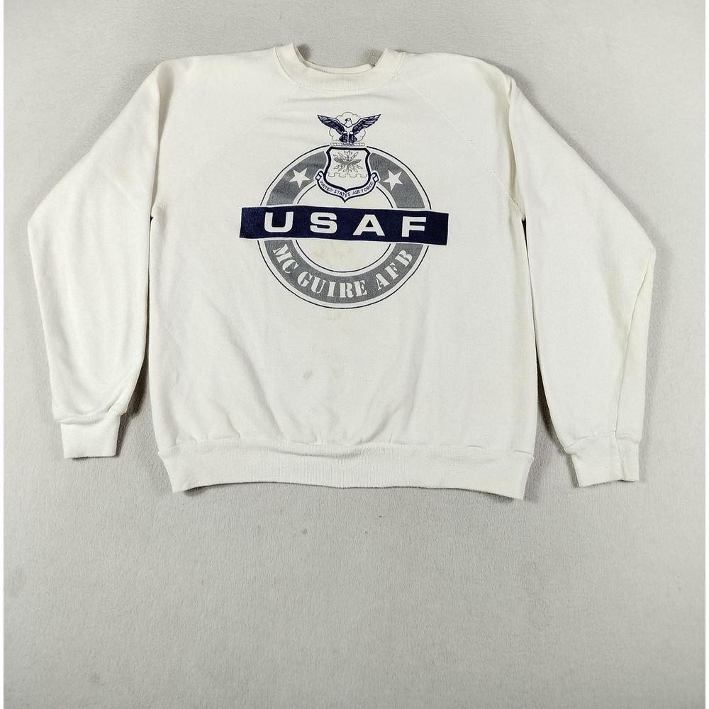 Vintage Artex Sweatshirt Mens‎ Large White USAF McGuire AFB Graphic Fleece USA